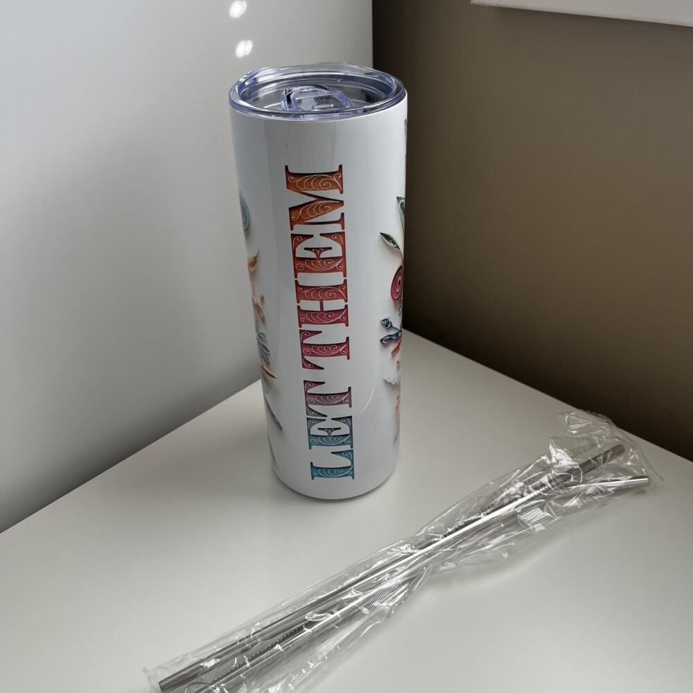 Custom Printed 20oz Tumbler Let Them Quote Lid Straws And Straw Cleaner